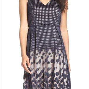 Adrianna Papell navy/pink fit and flare dress